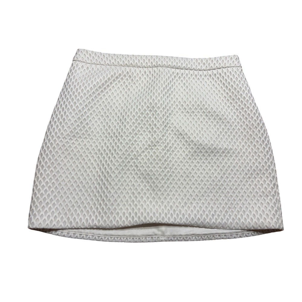 Express White Eyelet Lace Mini Skirt Size 12 Geometric‎ Cutout Lined Summer